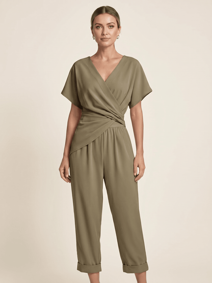 Two Piece Set Women Long Sleeve Top Wide Leg Trousers
