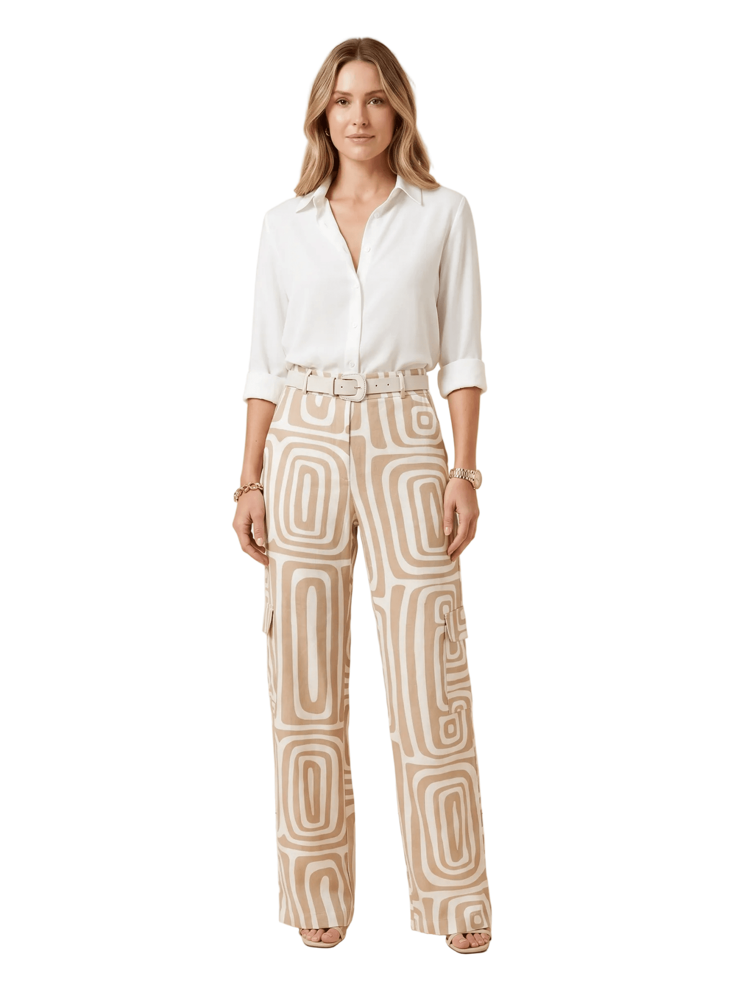 Women Two Piece Set Relaxed Top Elastic Waist Trousers