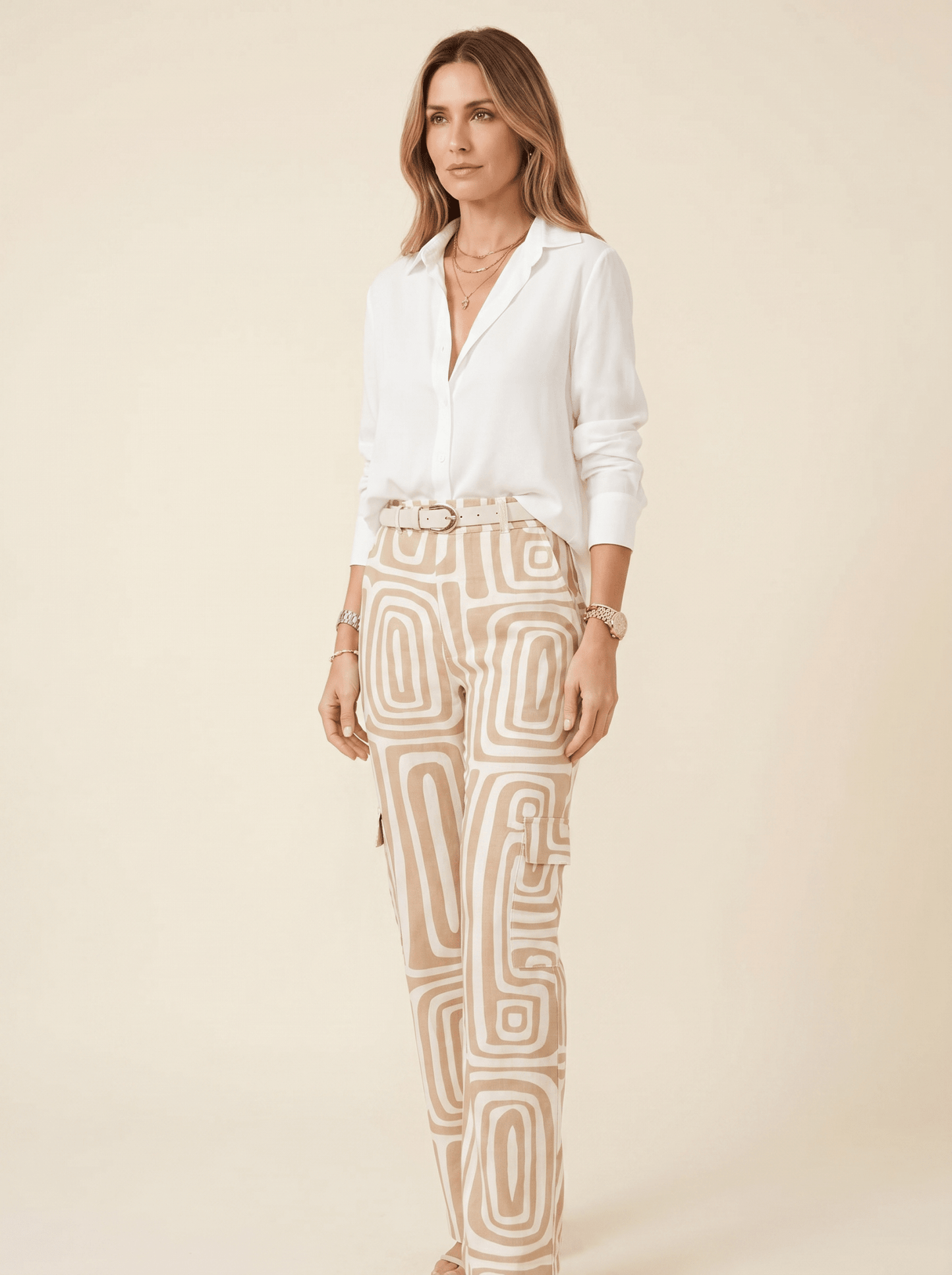 Women Two Piece Set Relaxed Top Elastic Waist Trousers